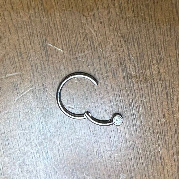 Titanium CZ Bezel Clicker 10mm Daith Hoop - Picture 4 of 5